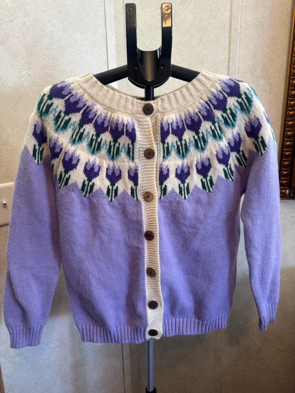 Women’s Floral Fair Isle Cardigan Sweater - Picture 10 of 10
